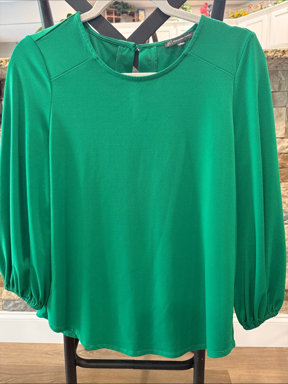 Adrianna Papell Emerald Green Balloon-Sleeve Blouse